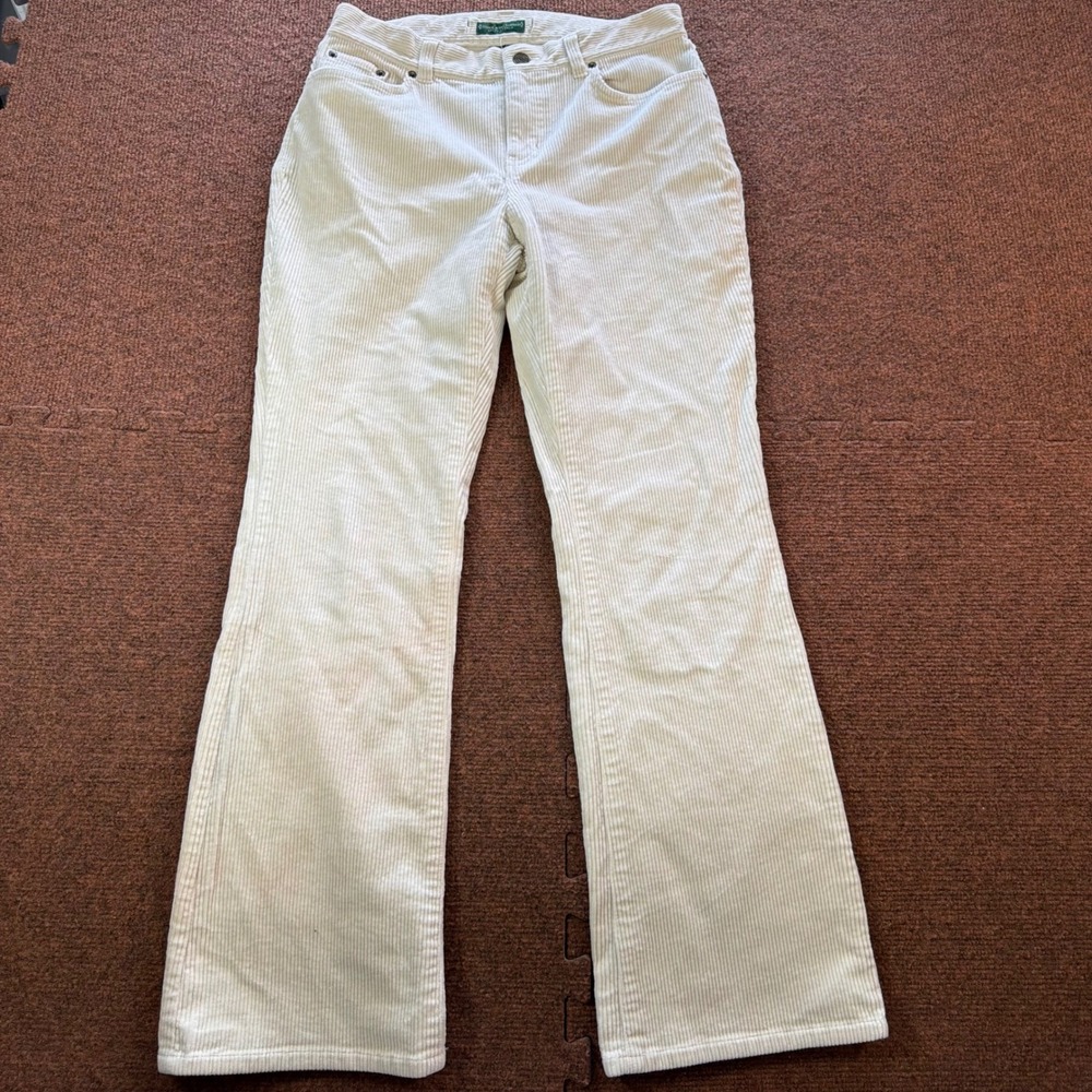 Ralph Lauren Lauren Jeans Co Corduroy Pants Womens 4P Cream Bootcut Flare 2611